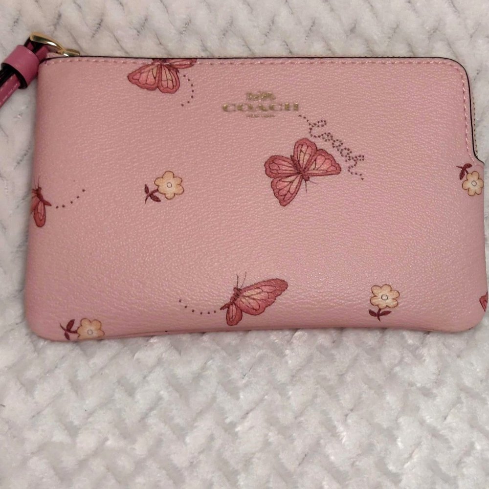 Coach Butterfly Wristlet Wallet Corner Zip
